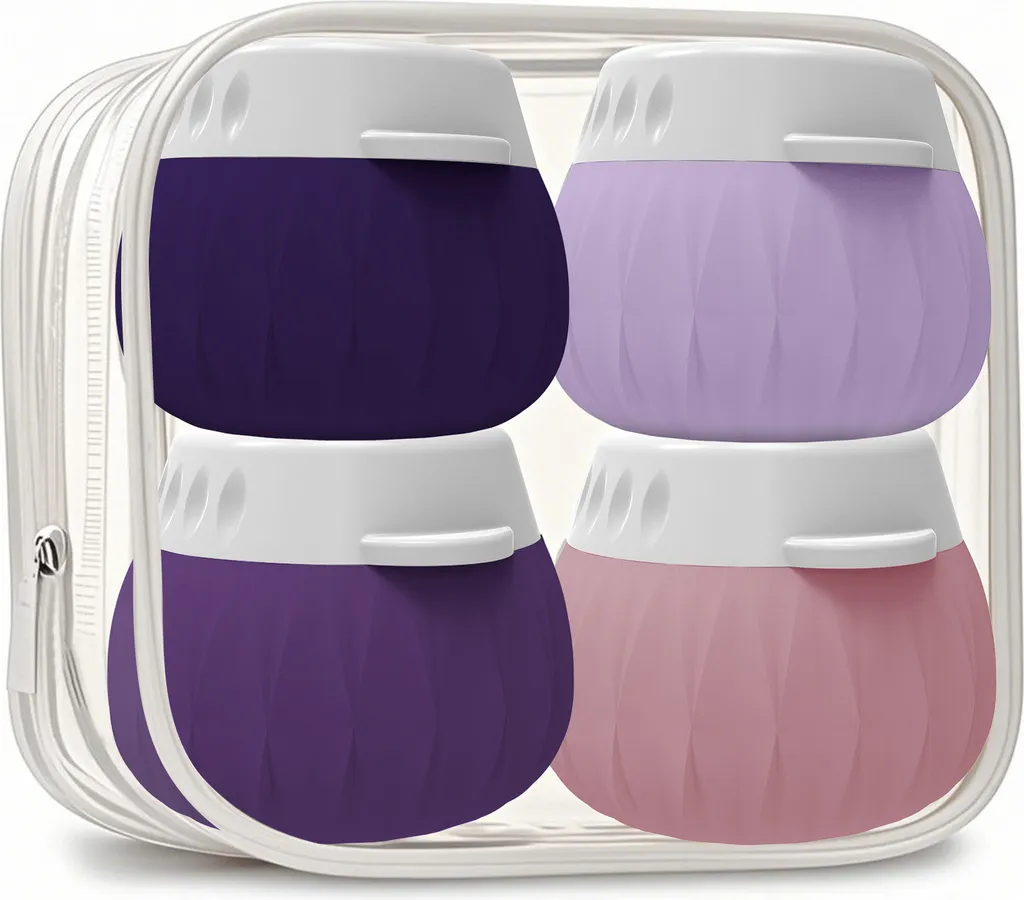 INF Barattoli di Crema in Silicone da Viaggio - Confezione da 4 Antiperdita Viola