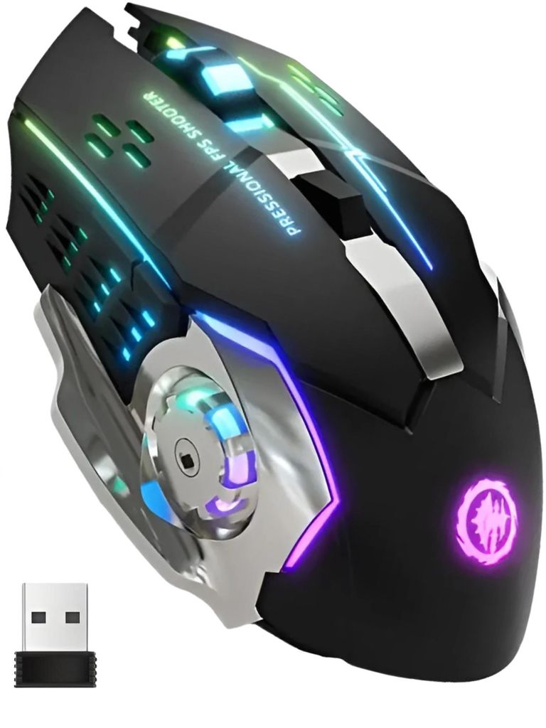 RGB Gaming Maus Kabellos Wireless Leise Mouse PC Laptop E-Sport LED USB-Dongel