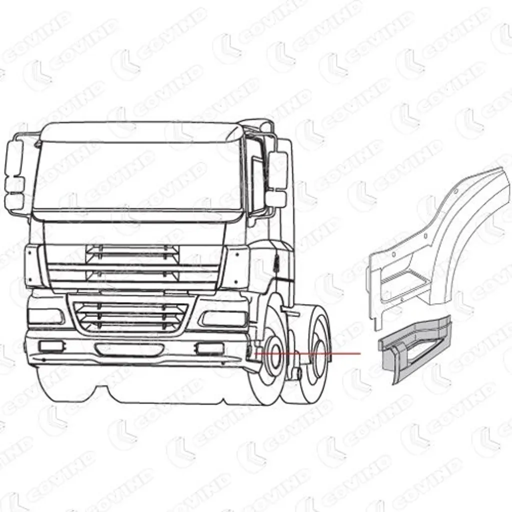Bas de caisse de cabine côté gauche compatible DAF série CF 65-85