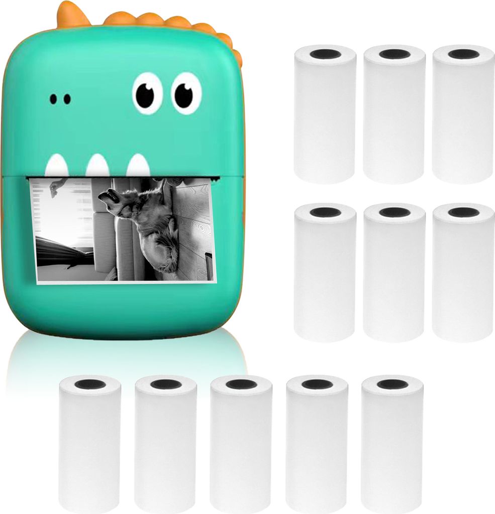 Mini-Drucker, Thermodrucker, 200 dpi Bluetooth Fotodrucker fuer Smartphone mit 11 Papierrollen 57 mm , kompatibel mit iOS Android