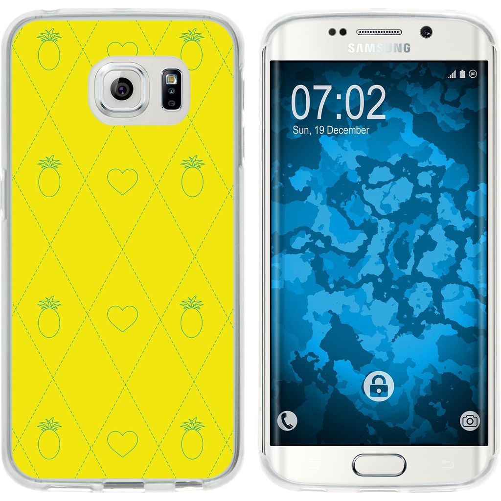 PhoneNatic Case kompatibel mit Samsung Galaxy S6 Edge Silikon-Hülle Sommer Ananas M1