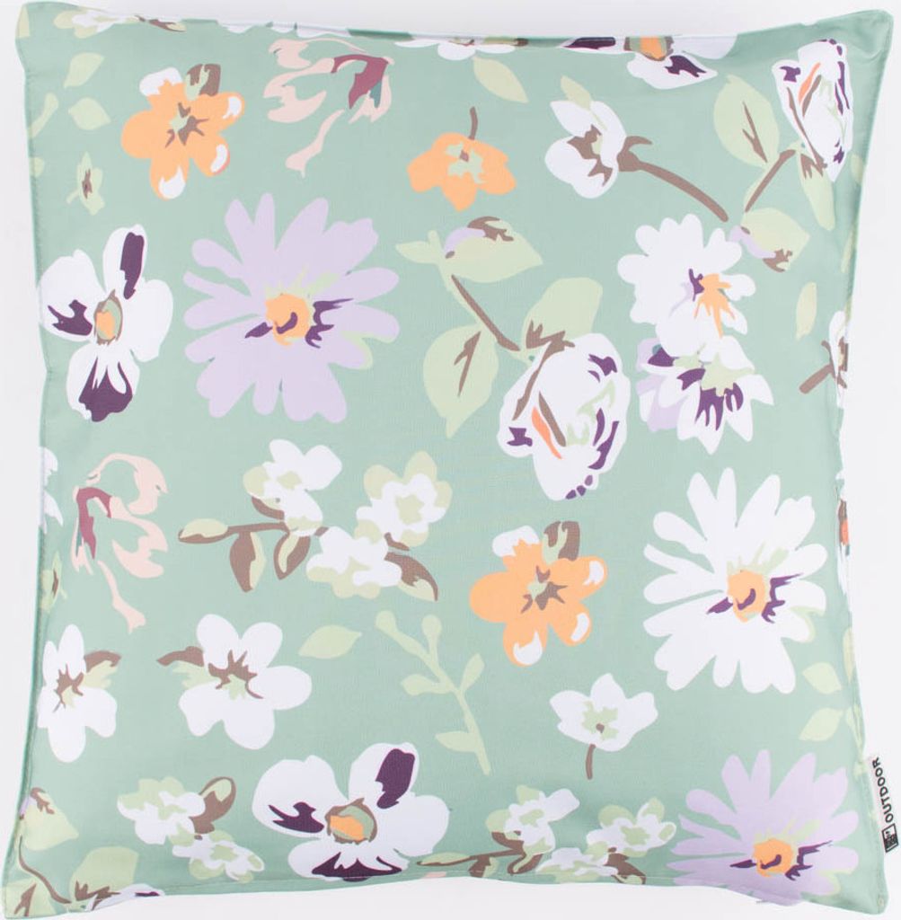 Outdoor Kissen Blüten Blumen grün hellgrün weiß 45x45cm