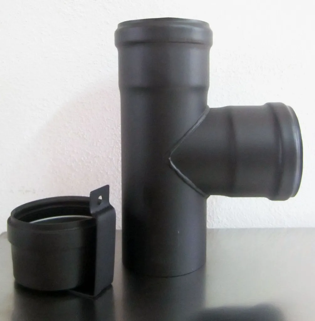 Raccord Té 90° noir 80 mm pour évacuer les condensats de votre poêle