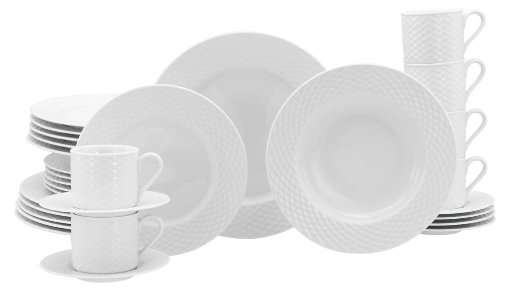 CreaTable, 24642, Polo Weiss, Kombiservice 30-tlg, Porzellan