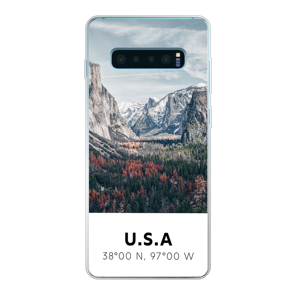 MuchoWow Handyhülle Schutzhülle Hülle für Samsung Galaxy S10 Plus Yosemite - Amerika - Wyoming - Wald - Berge Silikon Softcase Handy Hülle -...