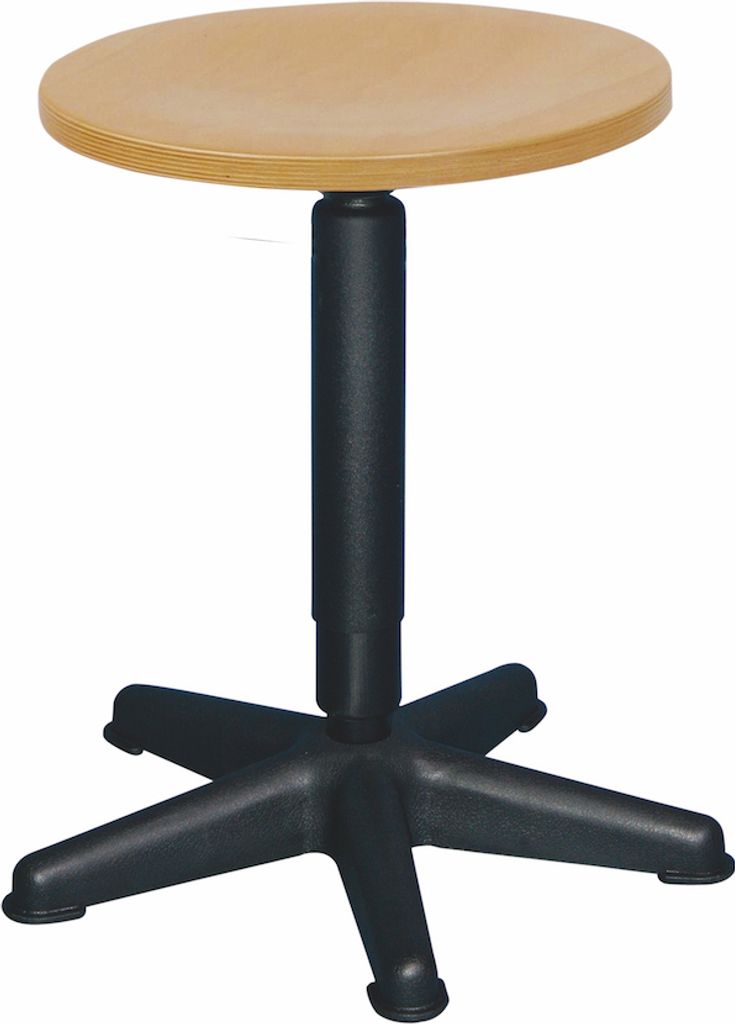 Drehspindel-Hocker Atlanta | Sitzhöhe 41-60cm | Ø 44cm | Tragfähigkeit 110kg | Holz-Buche | Platzsparendes Kunststof-Fußkreuz mit Gleiter | Buche