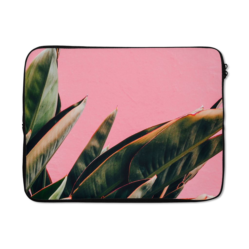 MuchoWow Laptop Hülle 17 Zoll Laptoptasche Pflanzen - Frauenzunge - Rosa - Tropisch - Zipper - Schutzabdeckung
