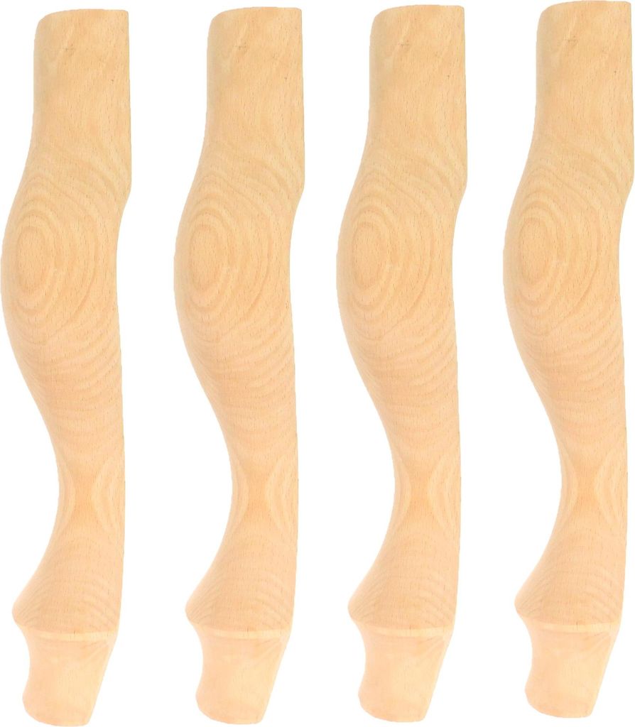 4x Möbelbeine Buche 34 cm roh – Louis XV Stil – für Sessel, Produktbild 