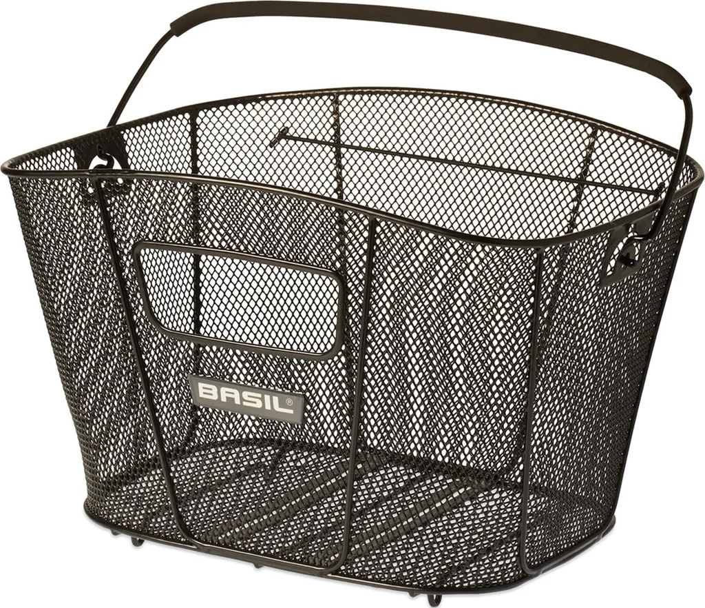 Grand panier de vélo avant noir pour porte-bagages porteur Basilic L