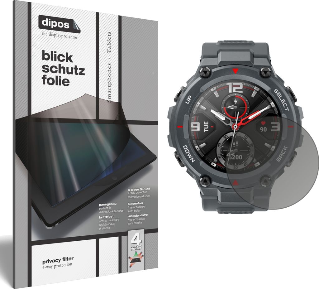 Blickschutzfolie für Amazfit T-Rex Smartwatch matt Schutzfolie Folie Display Schutz dipos