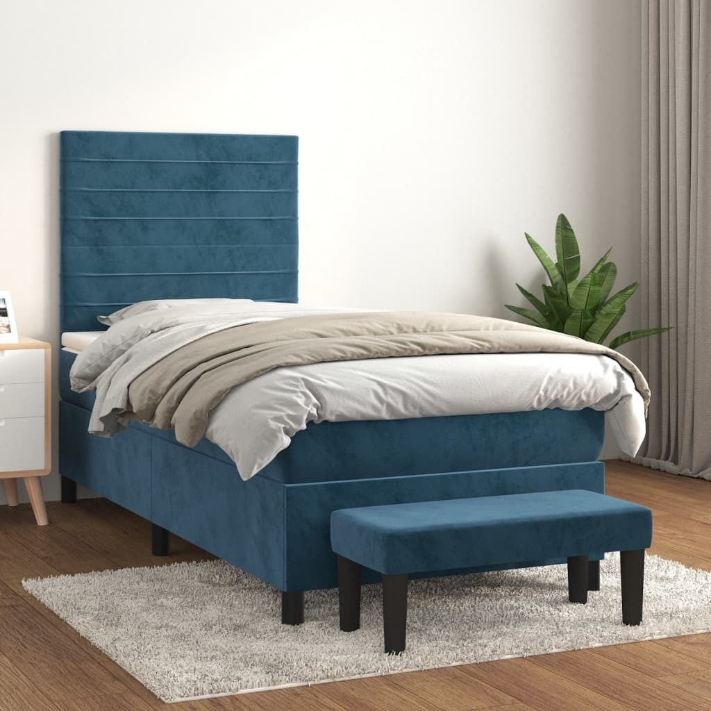 Maison Exclusive - Boxspringbett mit Matratze Dunkelblau 80x200 cm Samt