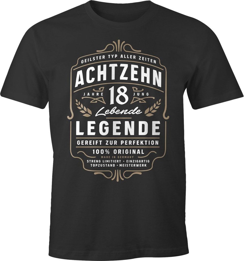 Herren T-Shirt Lebende Legende Alter 18 - 90 Geburtstag Geschenk für Männer MoonWorks Achtzehn anthrazit XXL