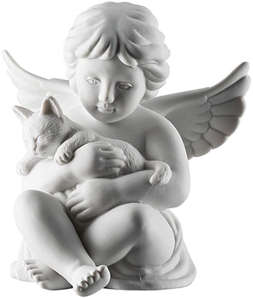 Rosenthal Engel mit Katze Engel mittel Weiss matt Immagine del prodotto 