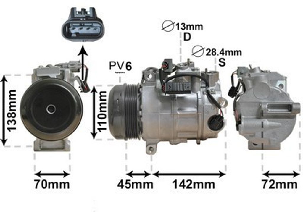 VAN WEZEL 3000K682 6SBU16B Klimaanlage Klimakompressor PAG 46 R134a passend für MERCEDES-BENZ C-Klasse Limousine (W204) C-Klasse T-modell (S204) GLK