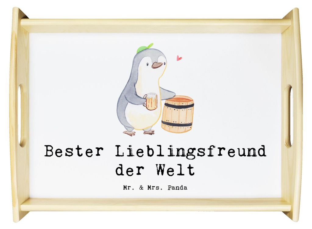 Mr. & Mrs. Panda Servierplatte Holz Pinguin Bester Lieblingsfreund der Welt - Weiß - Geschenk, Love, Holztablett, Liebe, Lieblingsmensch, Herz, Ta...