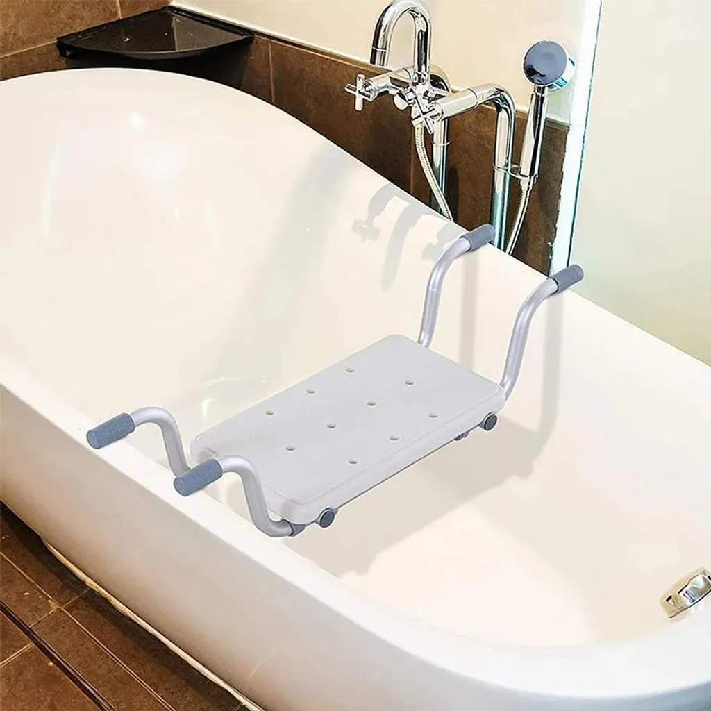 Siège de baignoire en aluminium blanc avec largeur réglable 73-83 cm