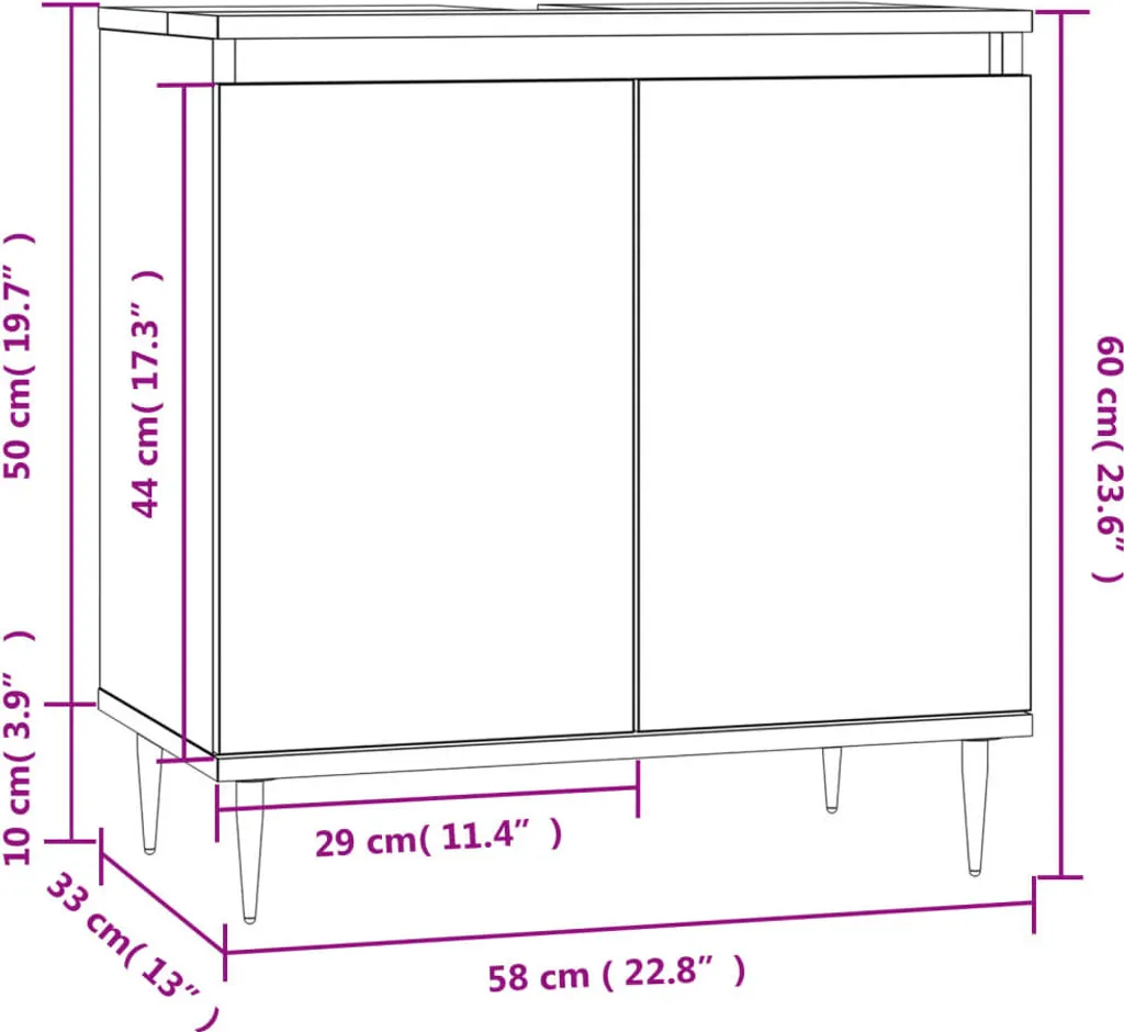 Mobiletto Bagno Maison Exclusive 58x33x60 cm | Arredo Grigio Cemento - 10