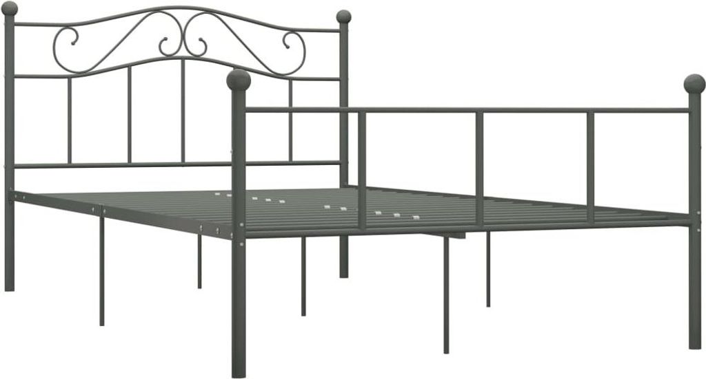 vidaXL Bettgestell Grau Metall 160×200 cm