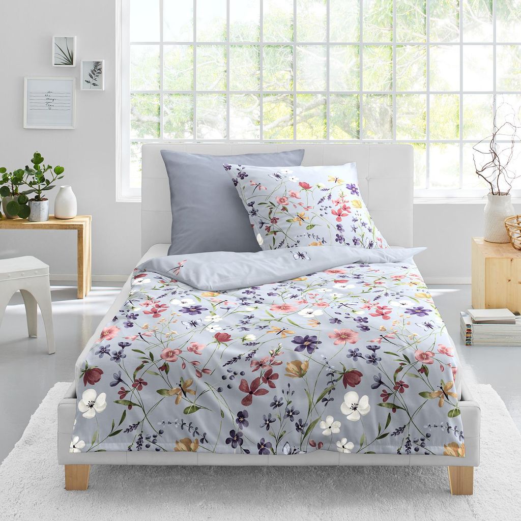 Bierbaum Bettwäsche blau 1x 135x200 cm + 1x 80x80 cm