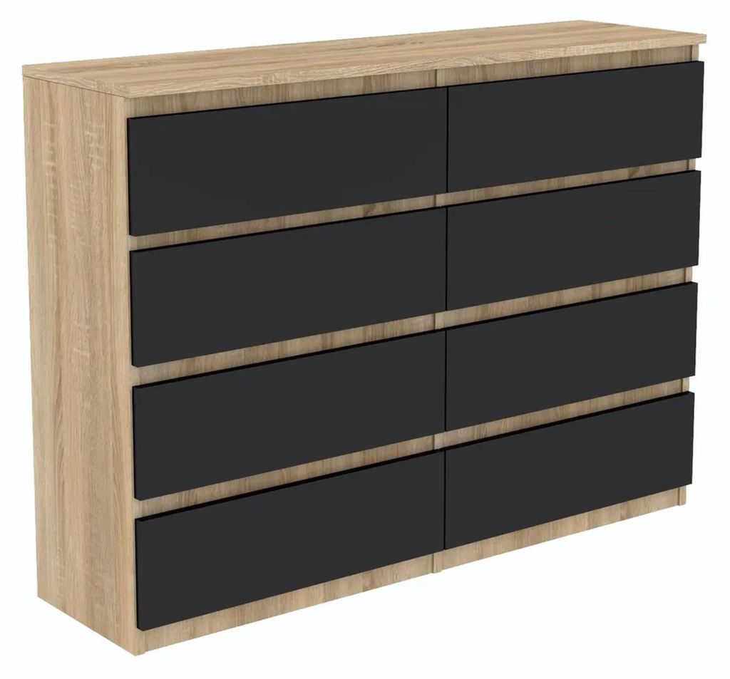 Komoda z dubu Sonoma s zásuvkami, šířka 120 cm, 8 zásuvek, Obrázek produktu 