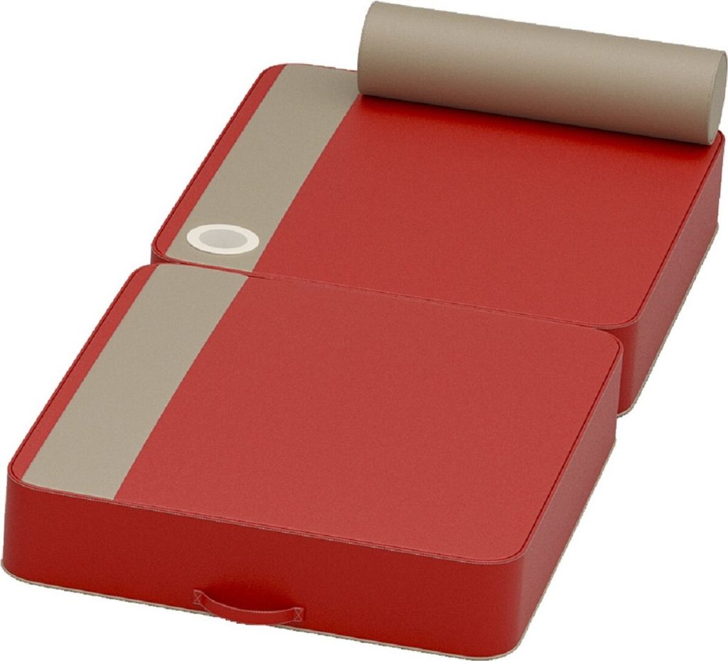 Casa Padrino Luxus Wasserliege Rot / Taupe 190 x 80 x H. 17 cm - Wasserdichte Kunstleder Wasser Liege mit Kopfstütze und Getränkehalter - Sonnenl...
