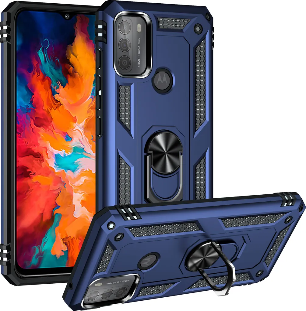 Custodia Motorola Moto G50 4G Rugged Blu - Protezione Militare con Anello