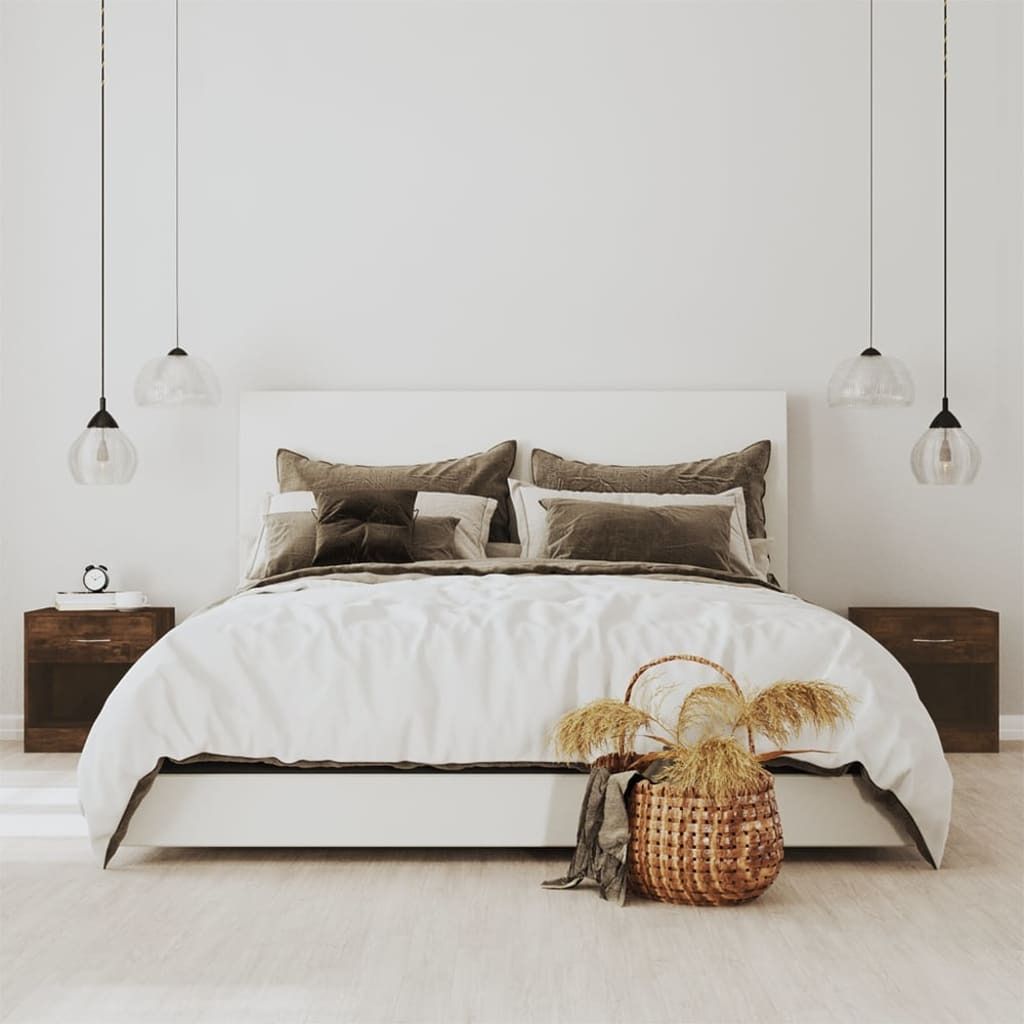 vidaXL Tables de chevet 2 pcs. avec tiroir chêne fumé Image du produit 