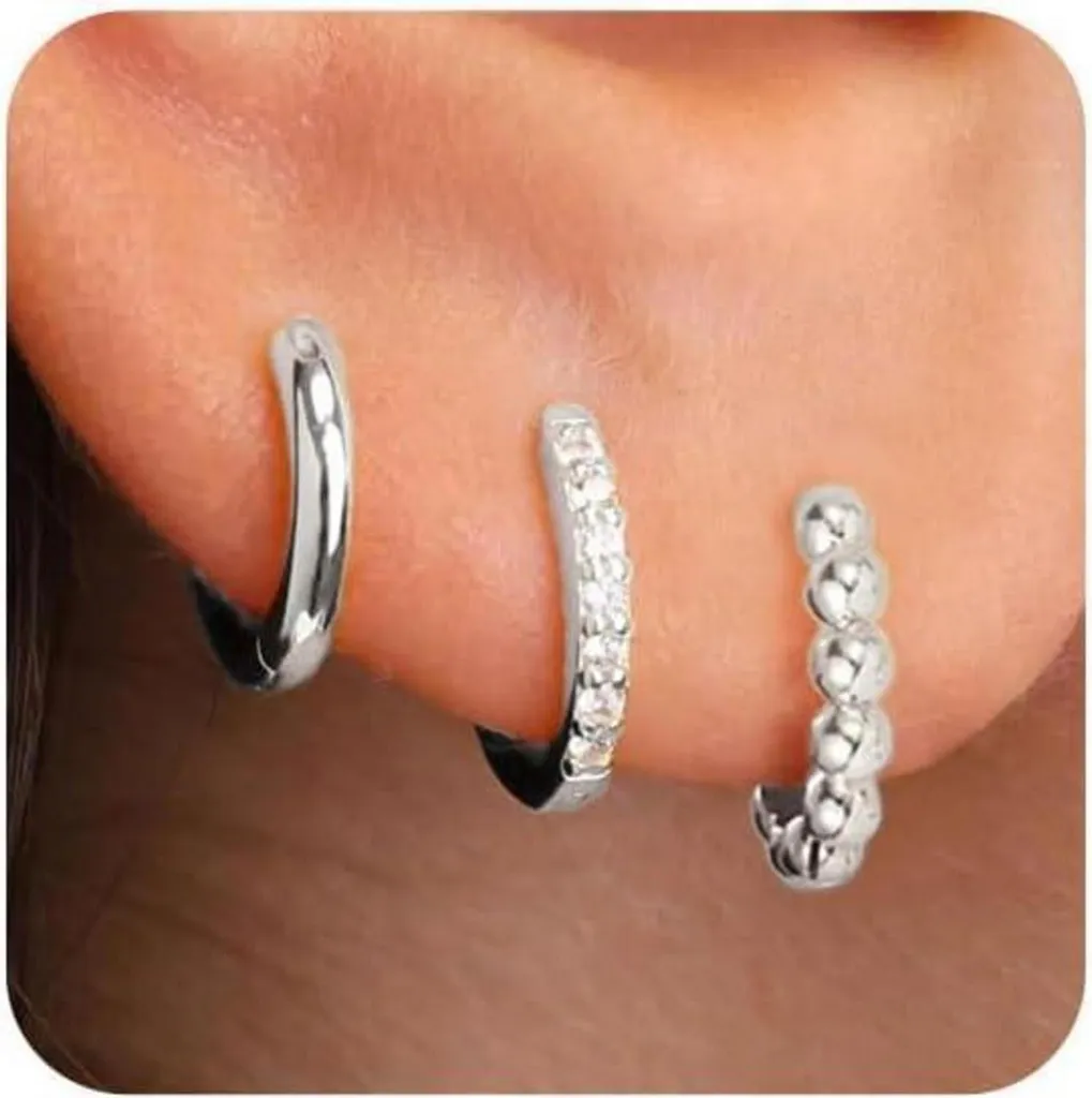 FUNEIA set di orecchini in argento 925 orecchini a cerchio da donna orecchini in oro con zirconi pendenti