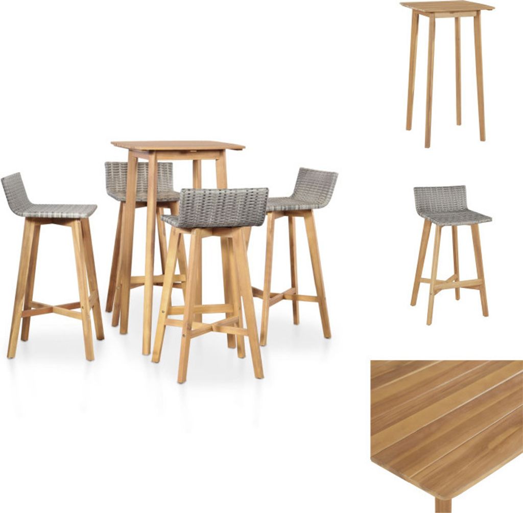 vidaXL 5-tlg. Garten-Essgruppe Massivholz Akazie - Gartenmöbel-Sets
