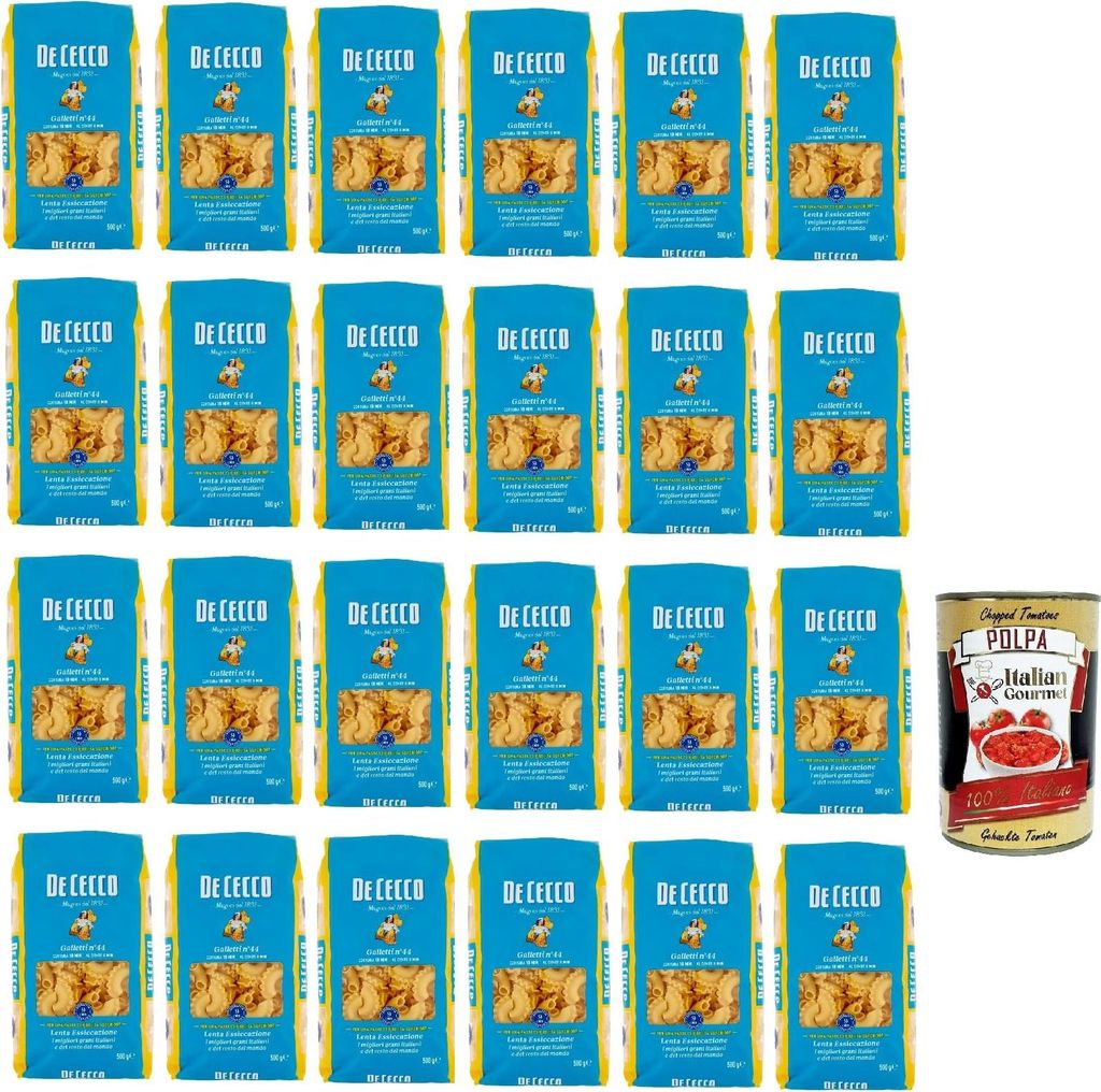 24x De Cecco Galletti N°44 500gr + Italian Gourmet polpa 400g