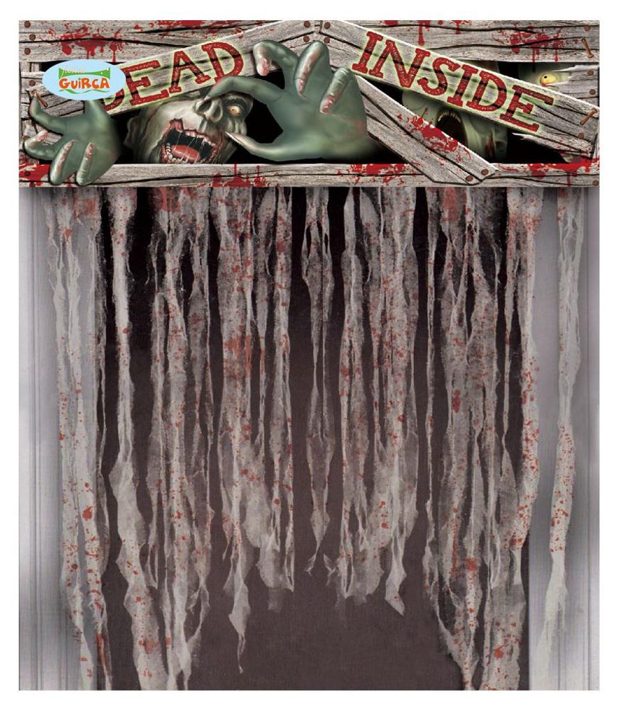 Halloween Vorhang für Tür mit Zombiemotiv 95x135 cm Produktbild 