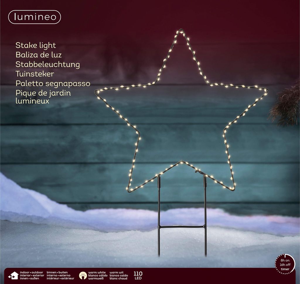 Lumineo PVC Weihnachtsstern 38 cm MicroLED Lichtdekoration Produktbild 