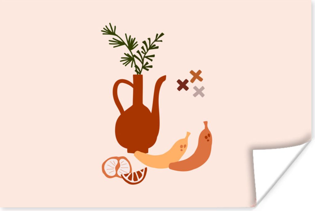 MuchoWow Poster Krug - Obst - Pastell 120x80 cm - Bilder