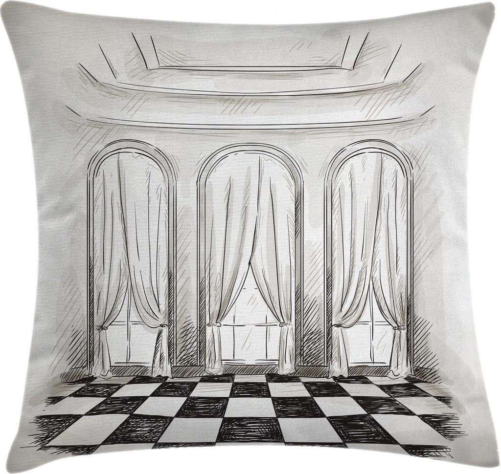 ABAKUHAUS Skizzieren Kissenbezug, Schloss Barock Vorhänge, Waschbar mit Reißverschluss Kissenhülle mit Farbfesten Klaren Farben Beidseitiger Dru...