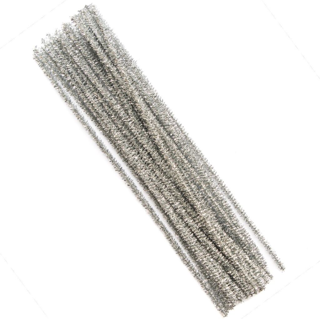 Pfeifenputzer silber Chenilledraht Ø 8mm 30cm, 25 Stk Produktbild 