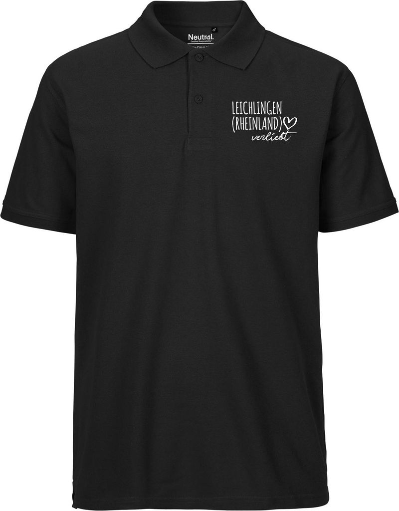 Huuraa Herren Polo Shirt Leichlingen Rheinland verliebt S Black Bio Baumwolle Fairtrade Poloshirt Geschenkidee
