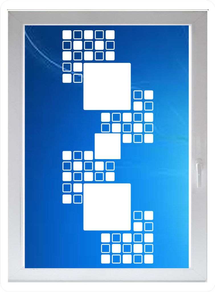 INDIGOS UG - Wohnzimmer Mosaikmuster Quadrate - Farbe: weiss - 116x45 cm - Sichtschutzfolie - Fensterfolie - Glasdekorfolie - für die Küche, Wohn...