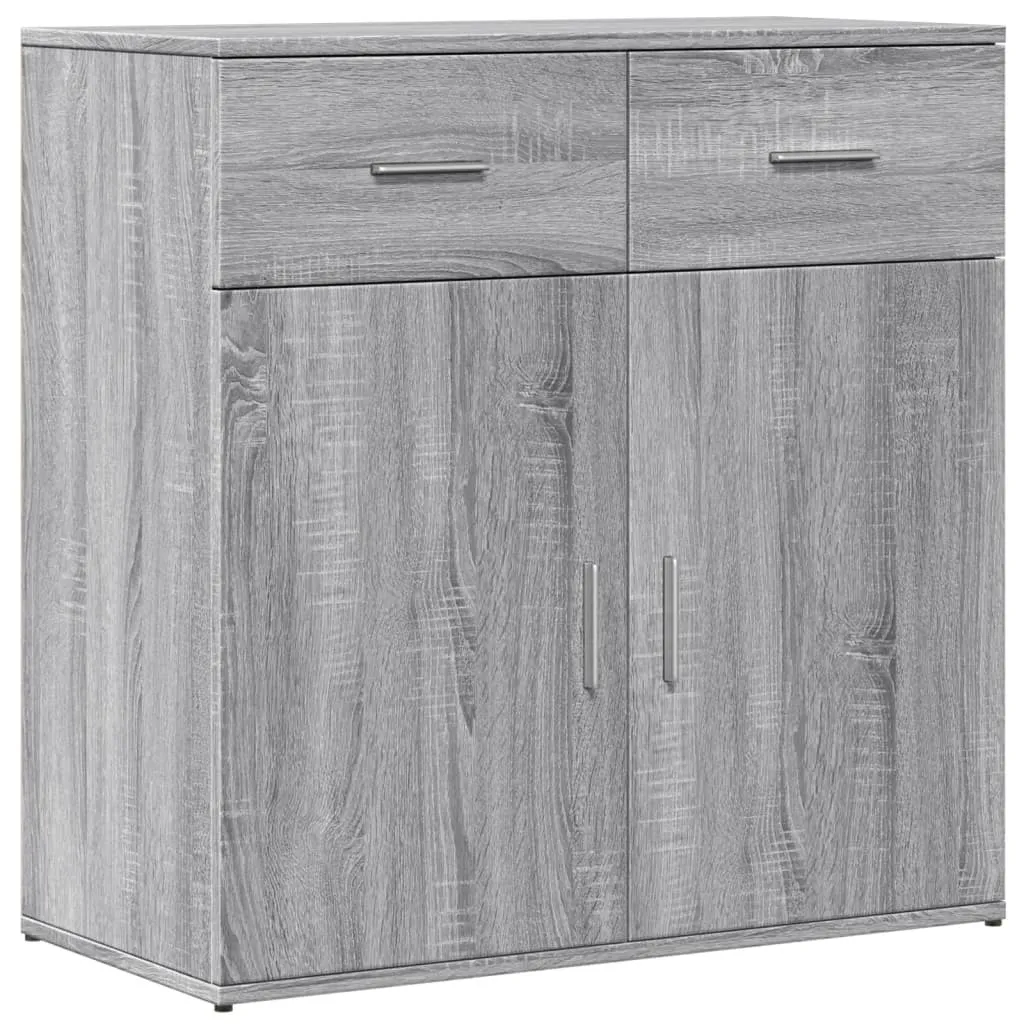 Credenza Bassa Maison Exclusive 80cm Grigio Sonoma Legno Multistrato - 2