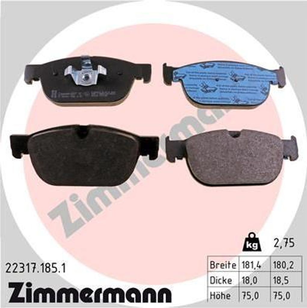ZIMMERMANN 22317.185.1 Bremsbelagsatz, Scheibenbremse OE 31445975 kompatibel mit XC90, XC60, XC40, V90, V60, S90, S60