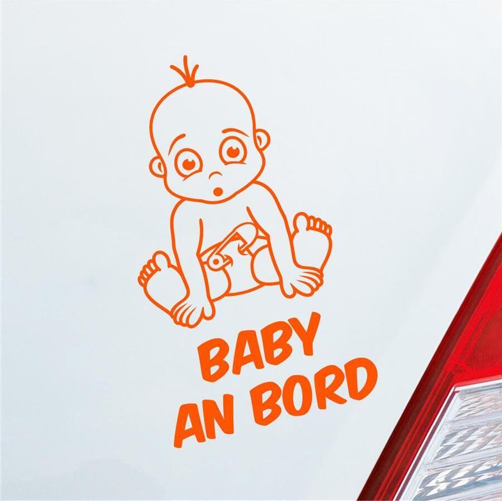 Auto Aufkleber Baby an Bord on Tour 17x29 cm Orange Sticker Heckscheibenaufkleber