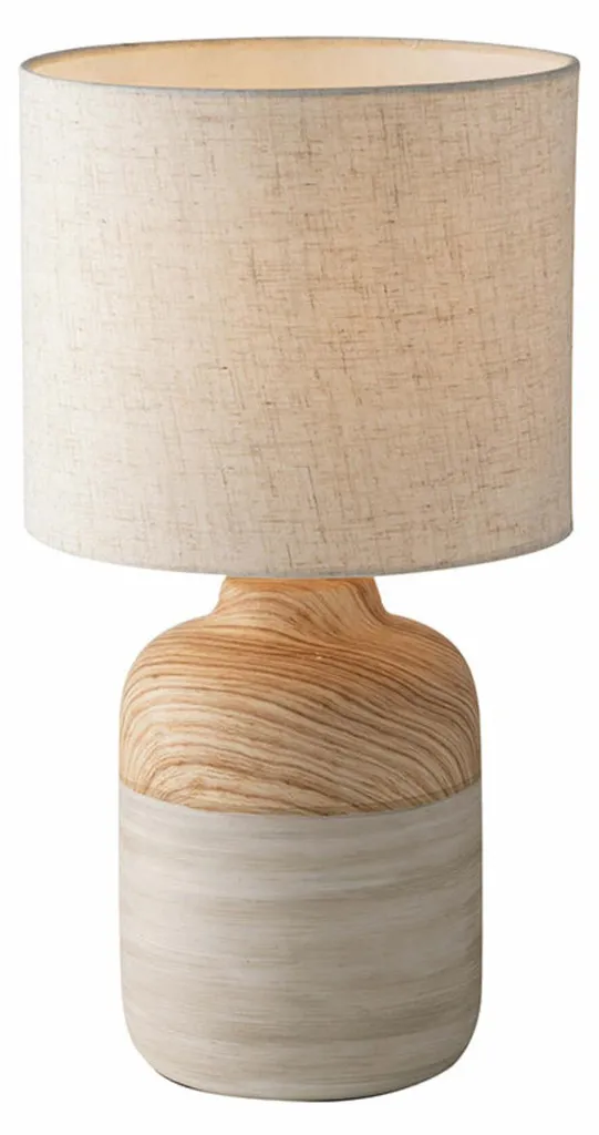 Lampe de table WOODY céramique et abat-jour ivoire 41 cm - Déco Nature