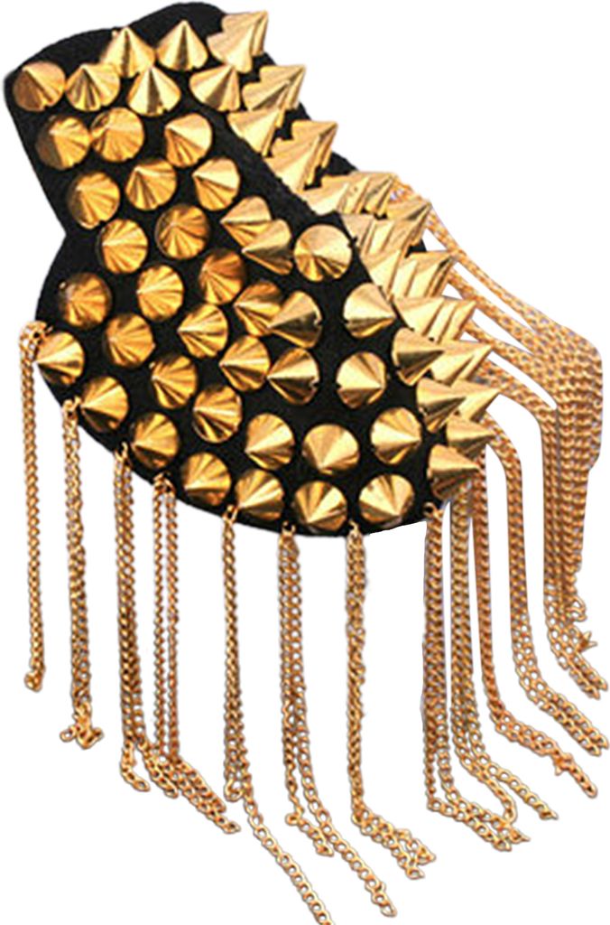 Schulter Brosche Quasten Punk Schmuck Vintage Fransen Epaulette Kleidung Dekor-Golden