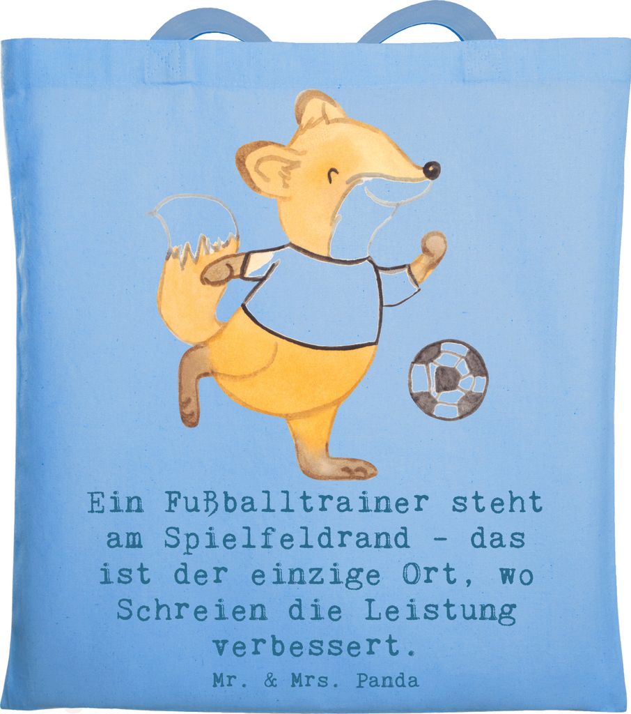 Mr. & Mrs. Panda Schultasche Fußballtrainer Energie - Sky Blue - Geschenk, Berufspassion, Trainer, Tote Bag, Team, Tasche, totebag, Beruf, Hingabe...