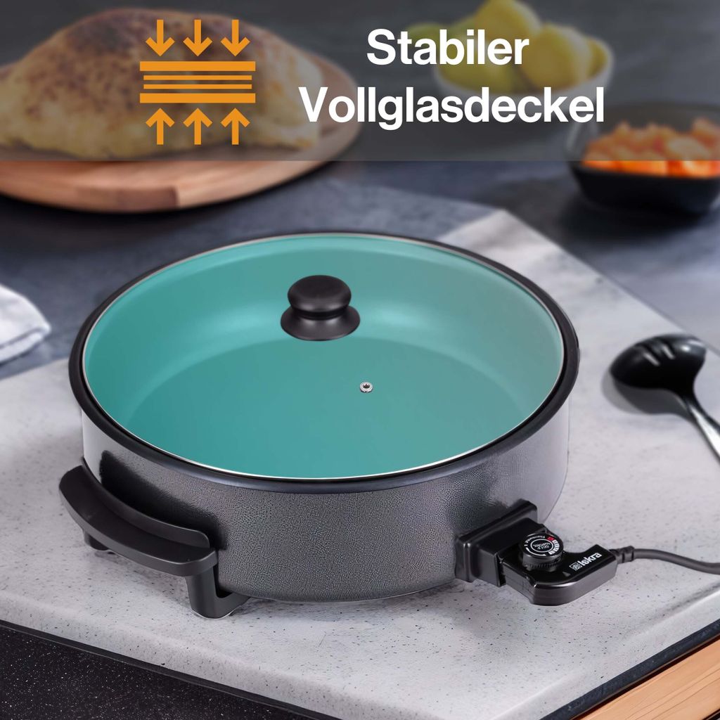 Iskra große elektrische Pfanne, Partypfanne mit Deckel, 40 Produktbild 4