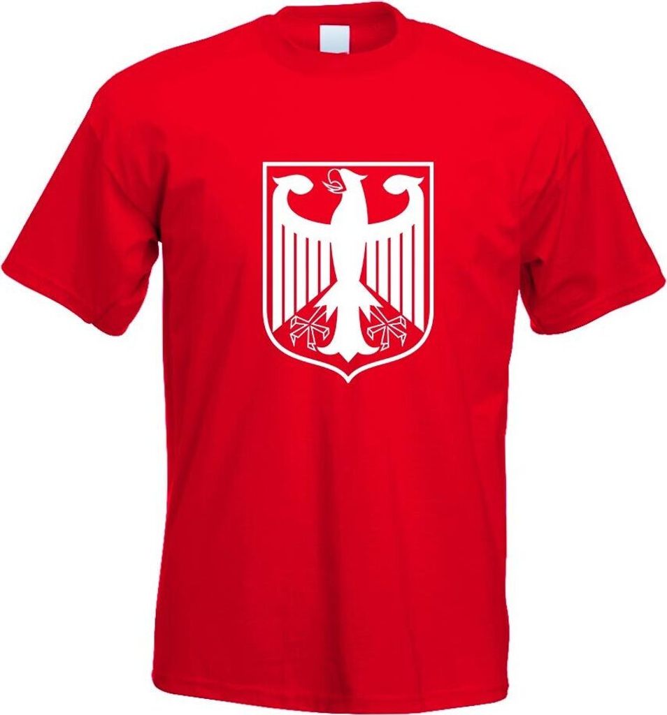 Kiwistar - T-Shirt - rot - Bundeswappen Deutschland Rahmen Motiv Bedruckt Funshirt Design Print - mit Motiv Bedruckt - Funshirt Design - Sport - Fr...