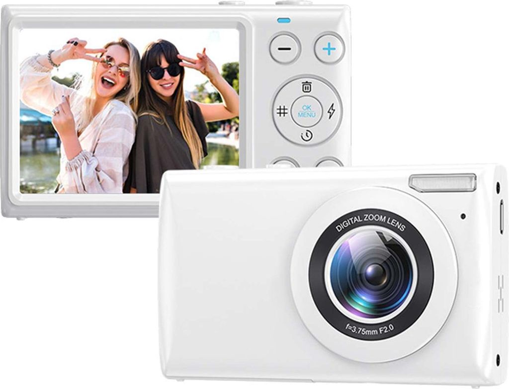 ZELURXX Retro Digitalkamera 64MP mit 4K Video, 2,8 Zoll 180° Klappdisplay, 16x Zoom, Doppellinse, WiFi, Kompaktkamera mit Akku, Weiß