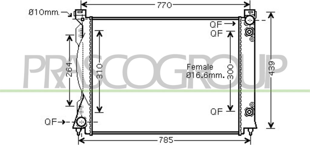 PRASCO AD034R009 Kühler Wasserkühler Motorkühler für AUDI A6 Avant (4F5, C6) A6 Limousine (4F2, C6)