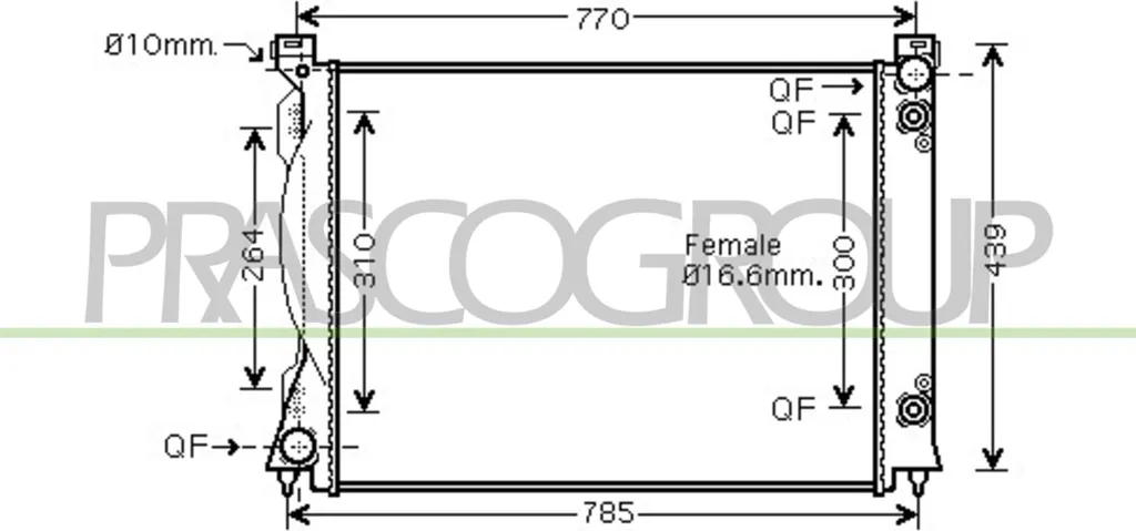 Radiateur moteur PRASCO AD034R009 pour Audi A6 4F - Réf OE 4F0121251F