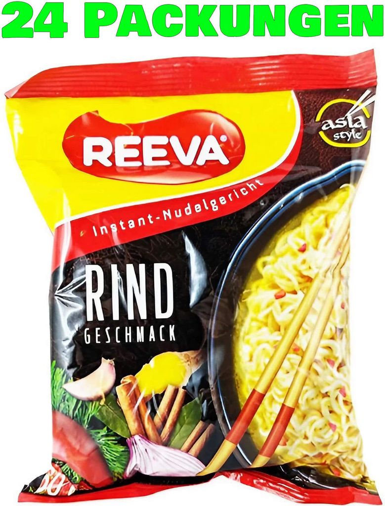 Reeva Instant Noodles Rind asiatischer Art 24er Pack (24 x Produktbild 