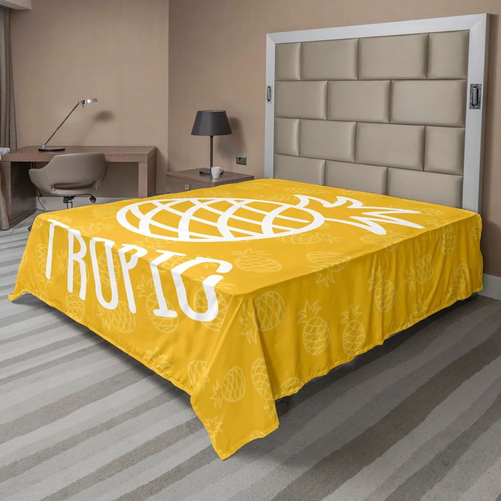 Lenzuolo ABAKUHAUS Ananas Giallo 260x228 cm - Comfort Estivo Tropicale